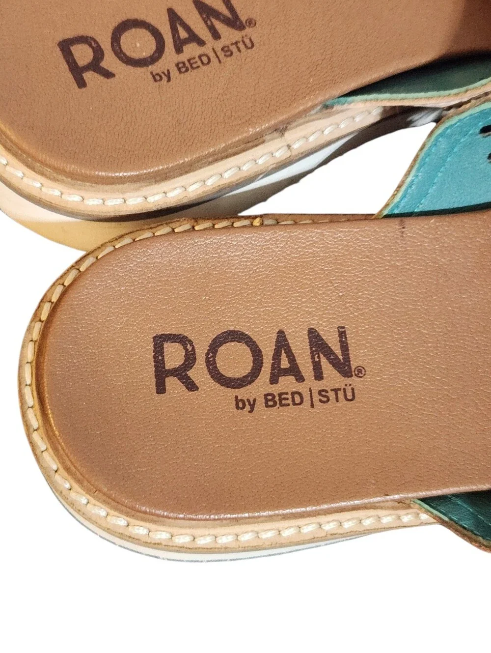 Roan Bed Stu Sandals Size 10 Chant Brown Tan Leather Floral Cutout Studded Shoes